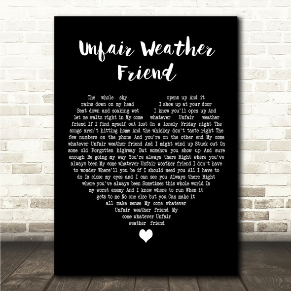Merle Haggard & Willie Nelson Unfair Weather Friend Black Heart Song Lyric Wall Art Canvas Framed Print