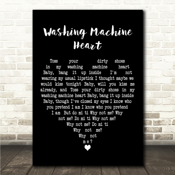 Mitski Washing Machine Heart Black Heart Song Lyric Wall Art Canvas Framed Print
