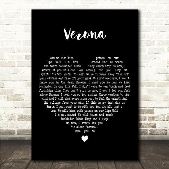 Muse Verona Black Heart Song Lyric Wall Art Canvas Framed Print