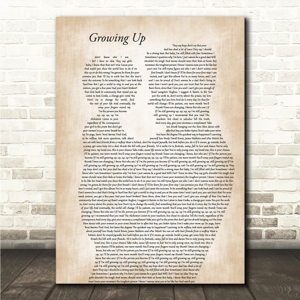 Macklemore & Ryan Lewis Growing Up Father & Child Song Lyric Wall Art Canvas Framed Print