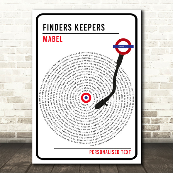 Mabel Finders Keepers London Sign Style Vinyl Song Lyric Wall Art Canvas Framed Print