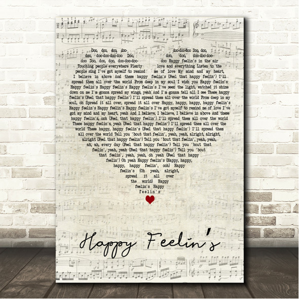 Maze ft. Frankie Beverly Happy Feelins Script Heart Song Lyric Wall Art Canvas Framed Print