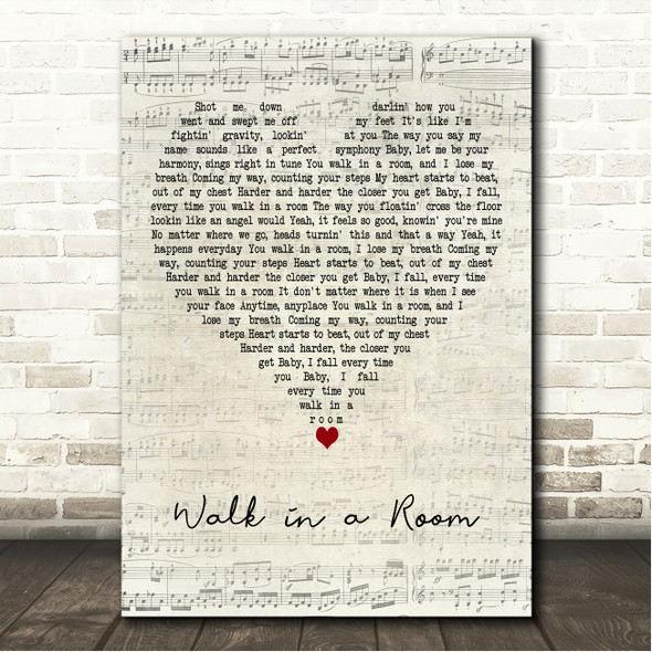 Muscadine Bloodline Walk in a Room Script Heart Song Lyric Wall Art Canvas Framed Print