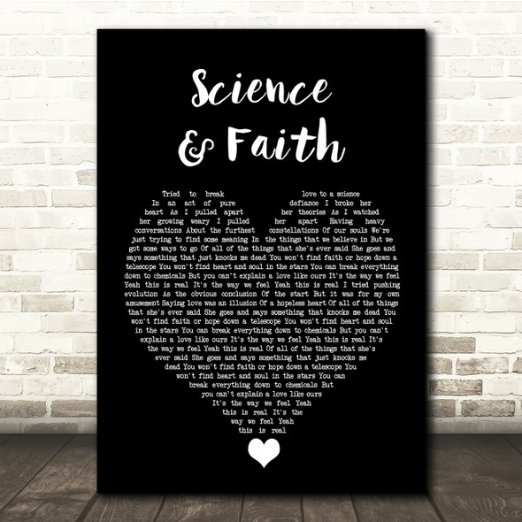 The Script Science & Faith Black Heart Song Lyric Quote Music Print