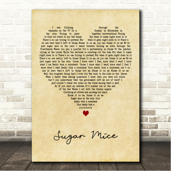 Marillion Sugar Mice Vintage Heart Song Lyric Wall Art Canvas Framed Print