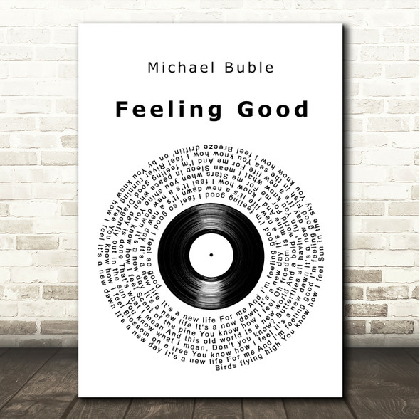 Michael Buble Feeling Good Vinyl Record Song Lyric Wall Art Canvas Framed Print