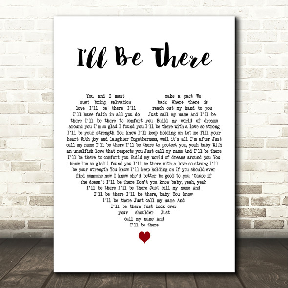 Mariah Carey Ill Be There White Heart Song Lyric Wall Art Canvas Framed Print
