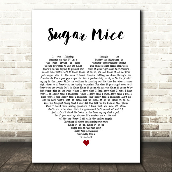 Marillion Sugar Mice White Heart Song Lyric Wall Art Canvas Framed Print