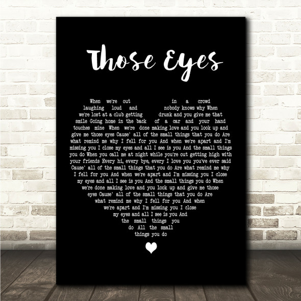 New West Those Eyes Black Heart Song Lyric Wall Art Canvas Framed Print