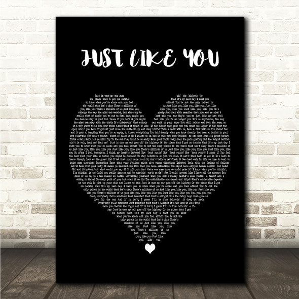 NF JUST LIKE YOU Black Heart Song Lyric Wall Art Canvas Framed Print
