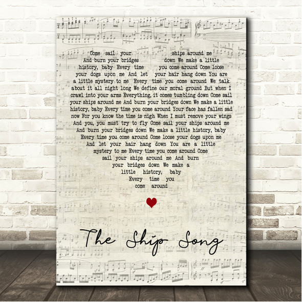 Nick Cave and the Bad Seeds The Ship Song Script Heart Song Lyric Wall Art Canvas Framed Print