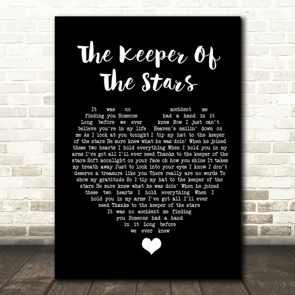 Tracy Byrd The Keeper Of The Stars Black Heart Song Lyric Quote Music Print