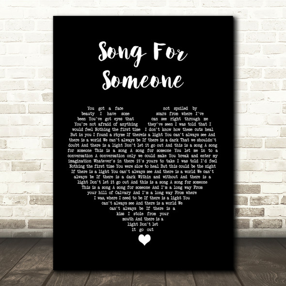 U2 Song For Someone Black Heart Song Lyric Quote Music Print