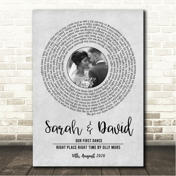 Olly Murs Right Place Right Time Grey Vinyl Record Wedding First Dance Photo Song Lyric Wall Art Canvas Framed Print