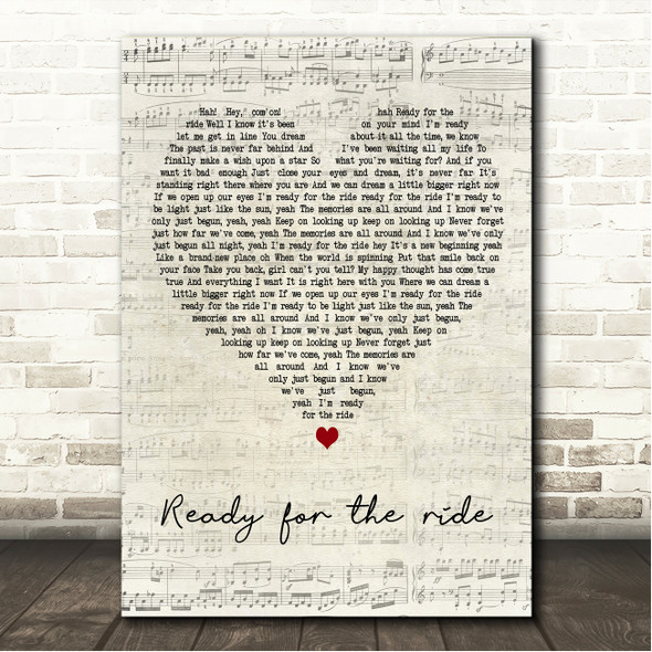 Oh, Hush! Jeff Lewis Ready for the ride Script Heart Song Lyric Wall Art Canvas Framed Print