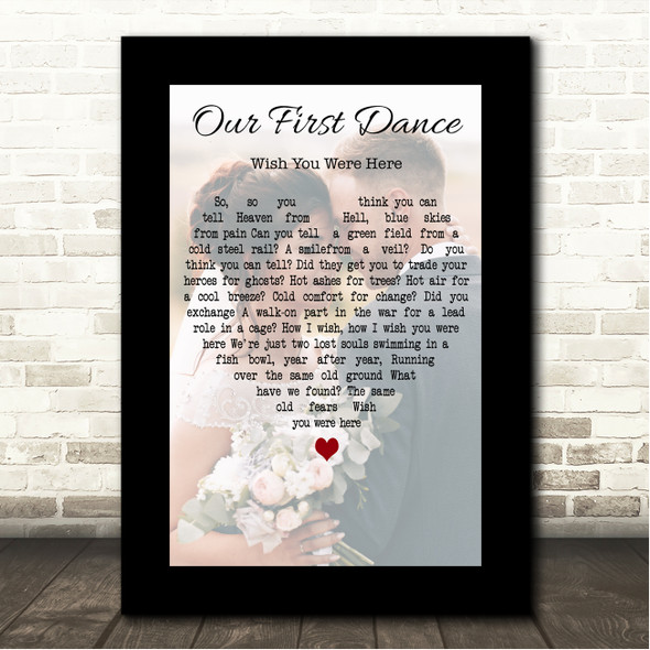 Pink Floyd Wish You Were Here Black Border Wedding Photo First Dance Song Lyric Wall Art Canvas Framed Print