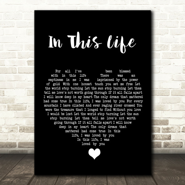 Westlife In This Life Black Heart Song Lyric Quote Music Print