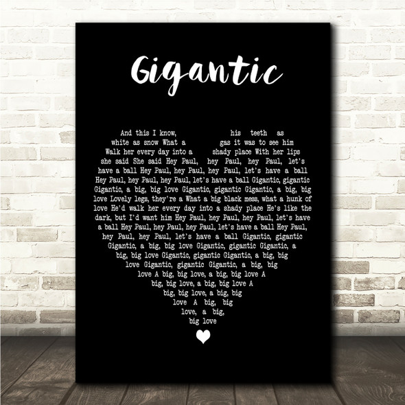 Pixies Gigantic Black Heart Song Lyric Wall Art Canvas Framed Print