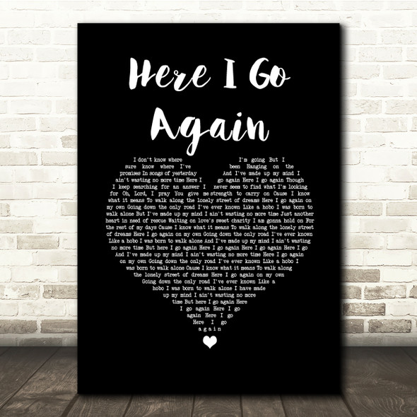 Whitesnake Here I Go Again Black Heart Song Lyric Quote Music Print