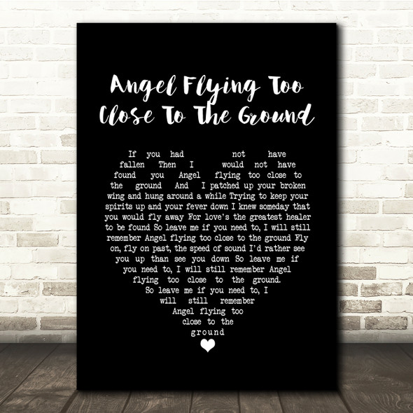 Willie Nelson Angel Flying Too Close To The Ground Black Heart Song Lyric Quote Music Print