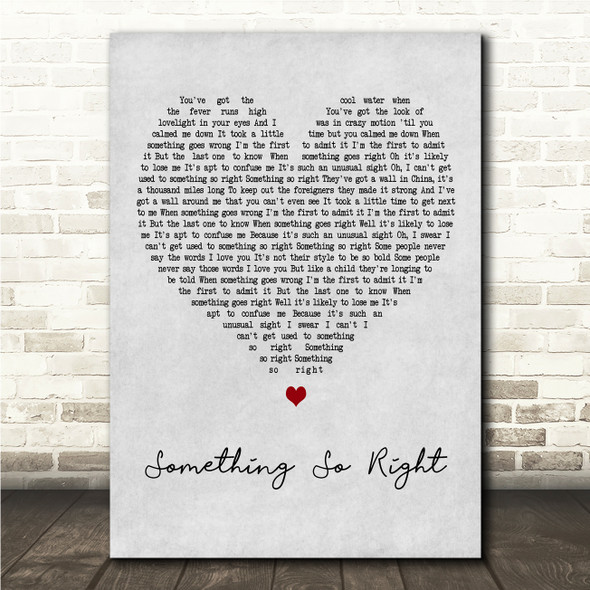Paul Simon Something So Right Grey Heart Song Lyric Wall Art Canvas Framed Print