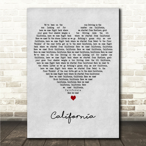 Phantom Planet California Grey Heart Song Lyric Wall Art Canvas Framed Print
