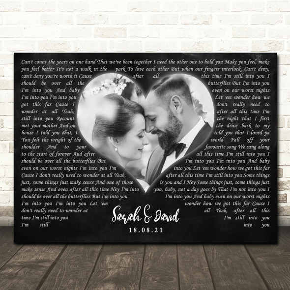 Paramore Still Into You Landscape Black Heart Wedding Photo Song Lyric Wall Art Canvas Framed Print