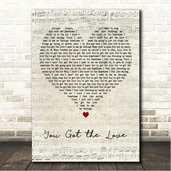 Pete Tong & Becky Hill You Got the Love Script Heart Song Lyric Wall Art Canvas Framed Print