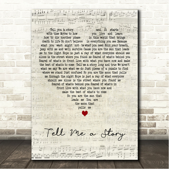 Phillip Phillips Tell Me a Story Script Heart Song Lyric Wall Art Canvas Framed Print