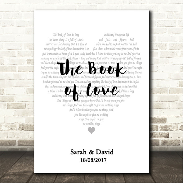 Peter Gabriel The Book of Love Simple Heart Pale Grey Song Lyric Wall Art Canvas Framed Print