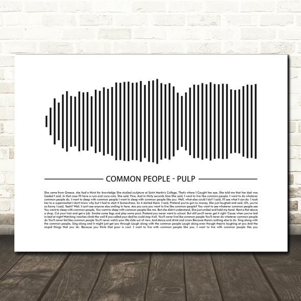 Pulp Common People Sound Wave Minimal Song Lyric Wall Art Canvas Framed Print