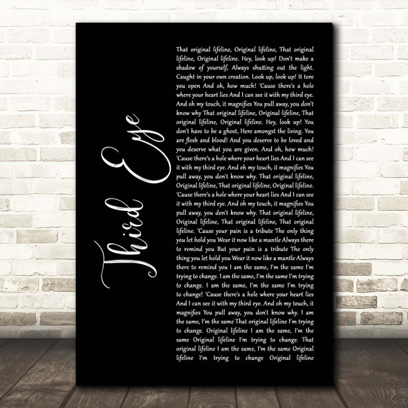 Florence + The Machine Third Eye Black Script Song Lyric Print