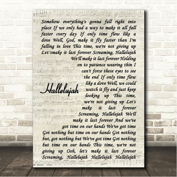 Paramore Hallelujah Vintage Script Song Lyric Wall Art Canvas Framed Print