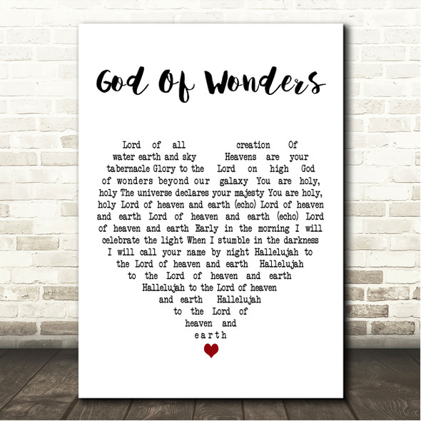 Paul Baloche God Of Wonders White Heart Song Lyric Wall Art Canvas Framed Print
