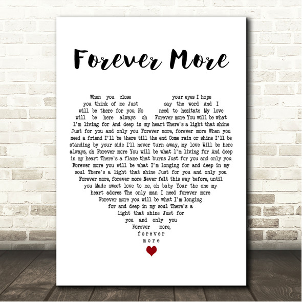 Puff Johnson Forever More White Heart Song Lyric Wall Art Canvas Framed Print