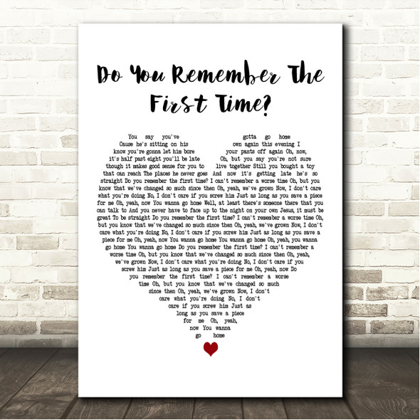 Pulp Do You Remember The First Time White Heart Song Lyric Wall Art Canvas Framed Print