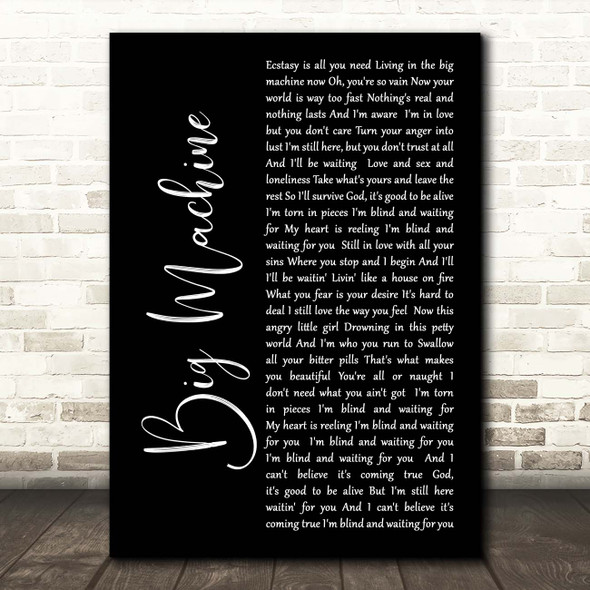 Goo Goo Dolls Big Machine Black Script Song Lyric Print