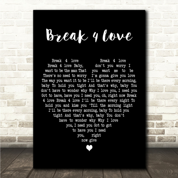 Raze Break 4 Love Black Heart Song Lyric Wall Art Canvas Framed Print