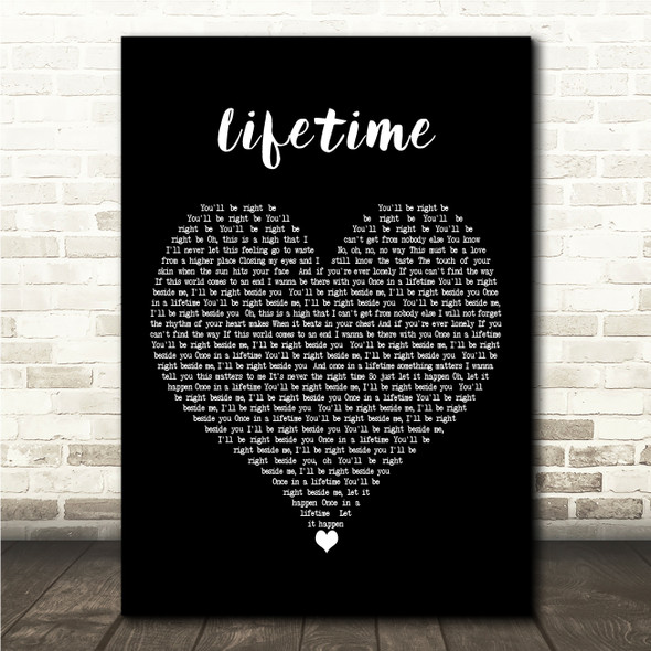 Romy Lifetime Black Heart Song Lyric Wall Art Canvas Framed Print