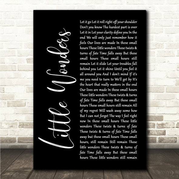 Rob Thomas Little Wonders Black Script Song Lyric Wall Art Canvas Framed Print