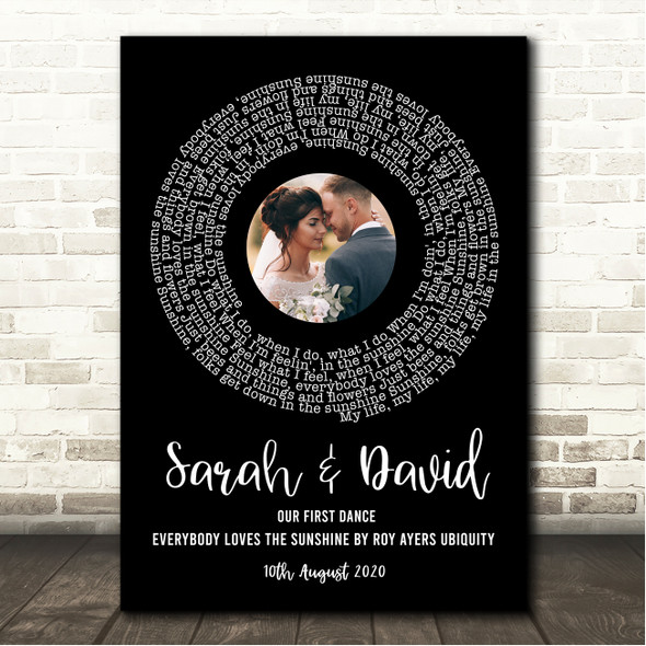 Roy Ayers Ubiquity Everybody Loves the Sunshine Black Vinyl Record Wedding First Dance Photo Song Lyric Wall Art Canvas Framed Print