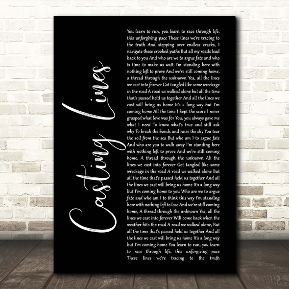 Jack's Mannequin Casting Lines Black Script Song Lyric Print