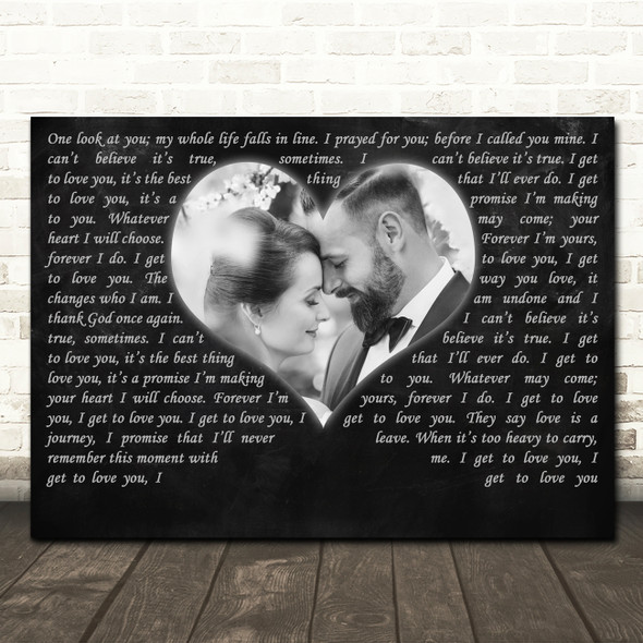 Ruelle I Get To Love You Landscape Black Heart Wedding Photo Song Lyric Wall Art Canvas Framed Print