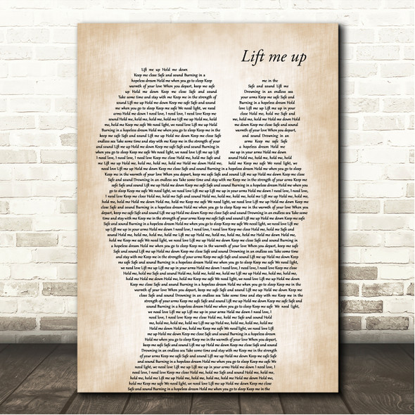 Rihanna Lift Me Up Mother & Baby Song Lyric Wall Art Canvas Framed Print