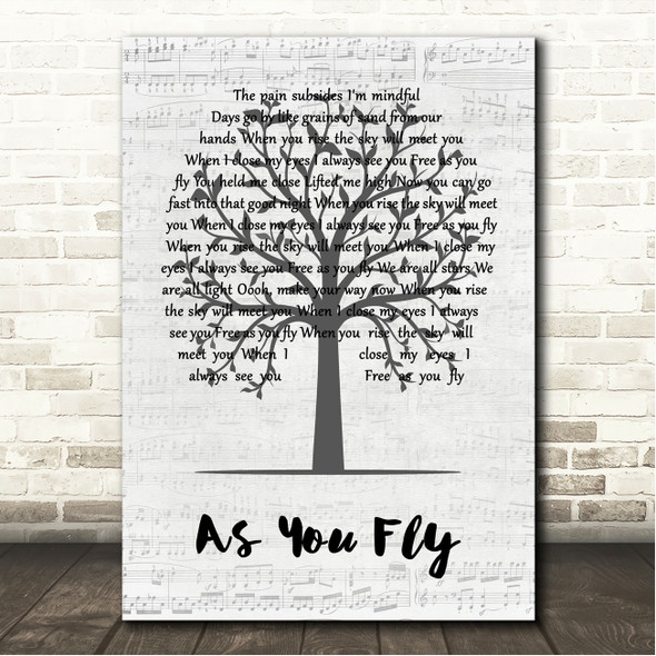 Regina Pierce As You Fly Music Script Tree Song Lyric Wall Art Canvas Framed Print