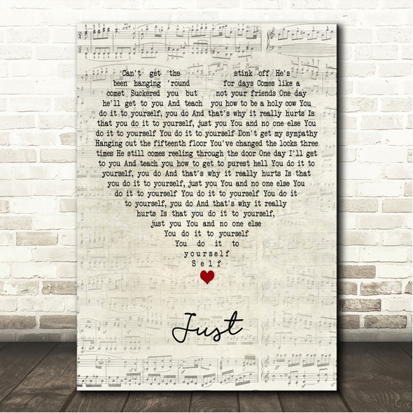 Radiohead Just Script Heart Song Lyric Wall Art Canvas Framed Print