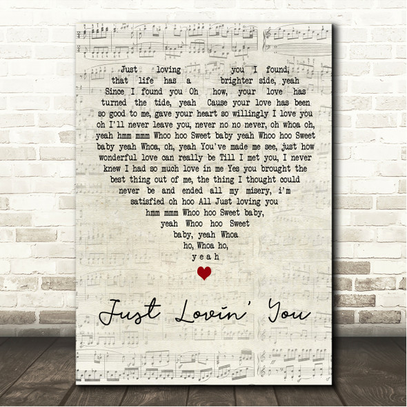 Ruby Andrews Just Lovin' You Script Heart Song Lyric Wall Art Canvas Framed Print