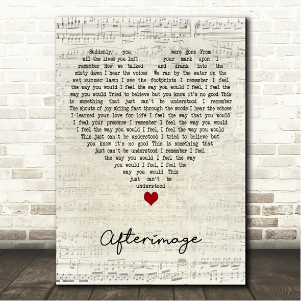Rush Afterimage Script Heart Song Lyric Wall Art Canvas Framed Print