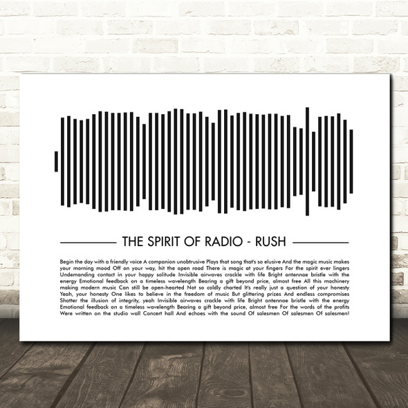 Rush The Spirit of Radio Sound Wave Minimal Song Lyric Wall Art Canvas Framed Print