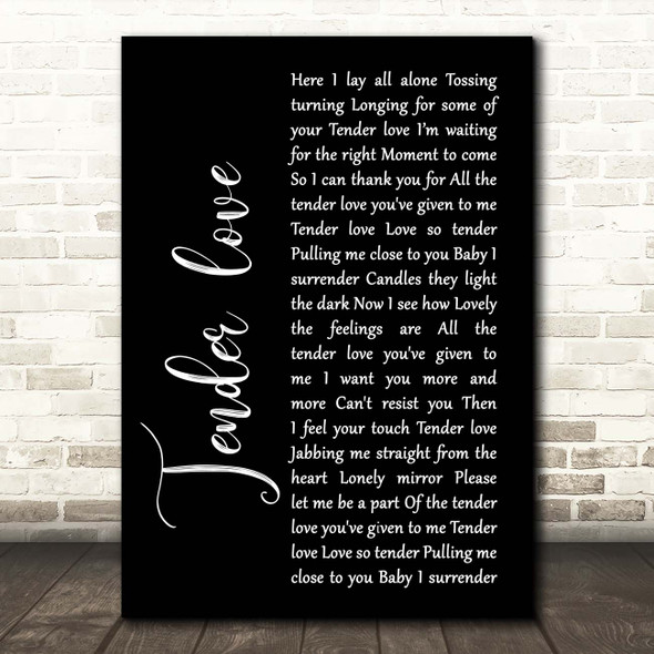 Kenny Thomas Tender love Black Script Song Lyric Print